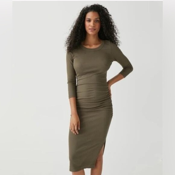 Michael Stars Dresses & Skirts - Michael Stars Christina Ribbed Midi Dress Dolma Green Small